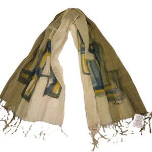 NWT Linen Ombre Beige Green Scarf Wrap